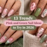 Collage of trendy pink and green nails with varied 2026 designs