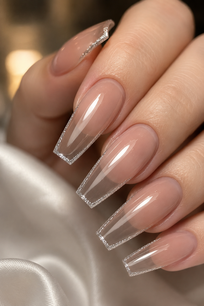 Extreme close-up of long coffin nails
