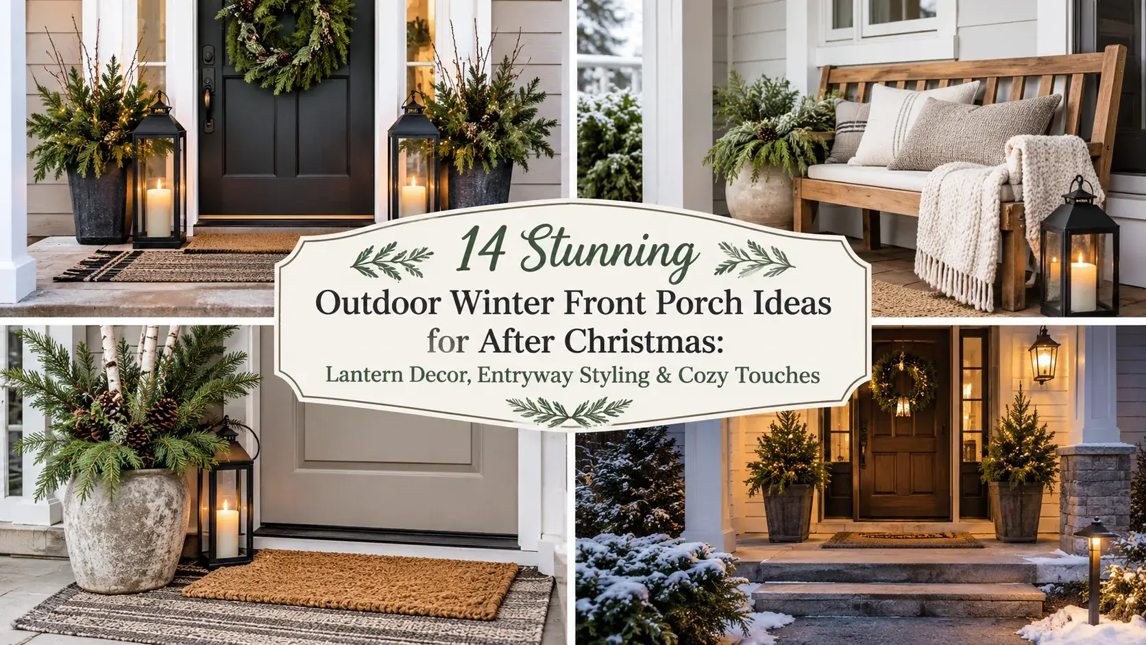 14 Stunning Outdoor Winter Front Porch Ideas for After Christmas: Lantern Decor, Entryway Styling & Cozy Touches