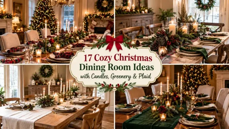 17 Cozy Christmas Dining Room Ideas with Candles, Greenery & Plaid