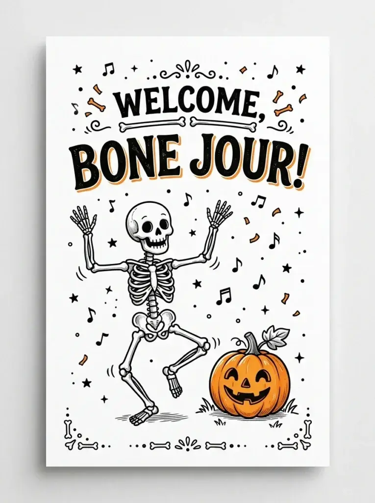 Dancing Skeleton Welcome Sign