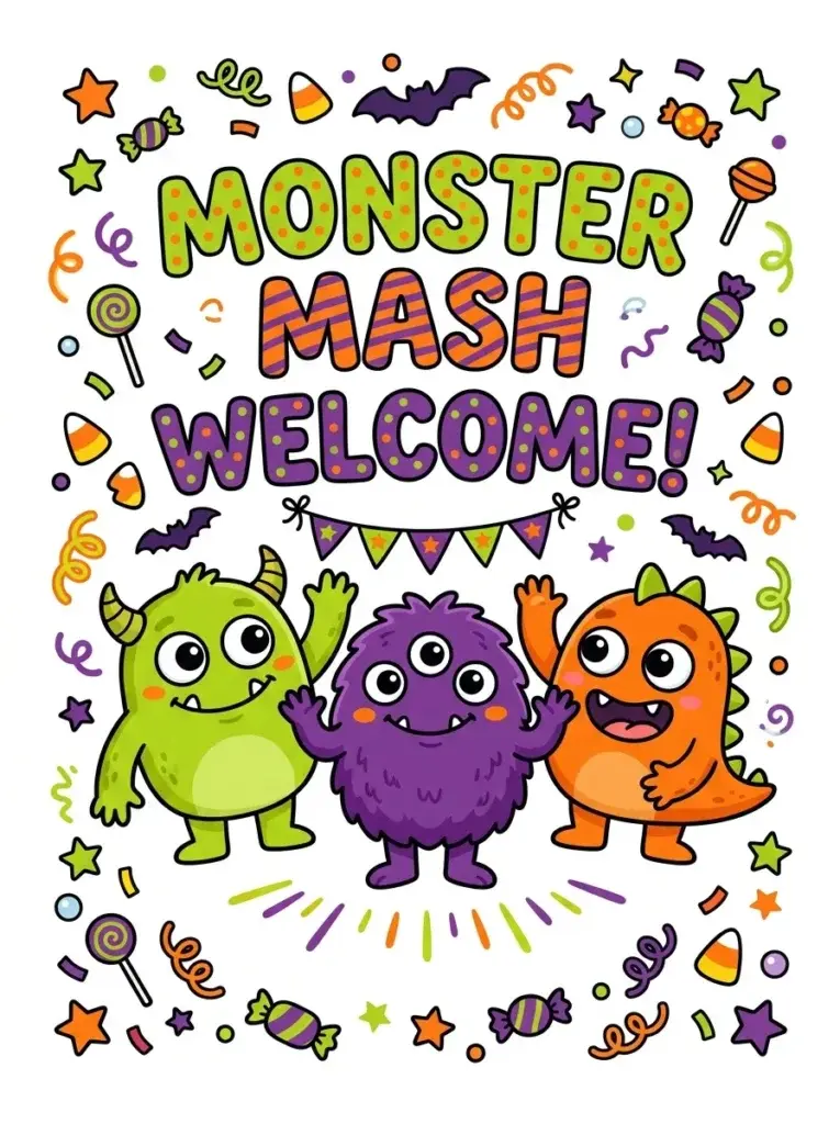 Friendly Monster Hello Sign