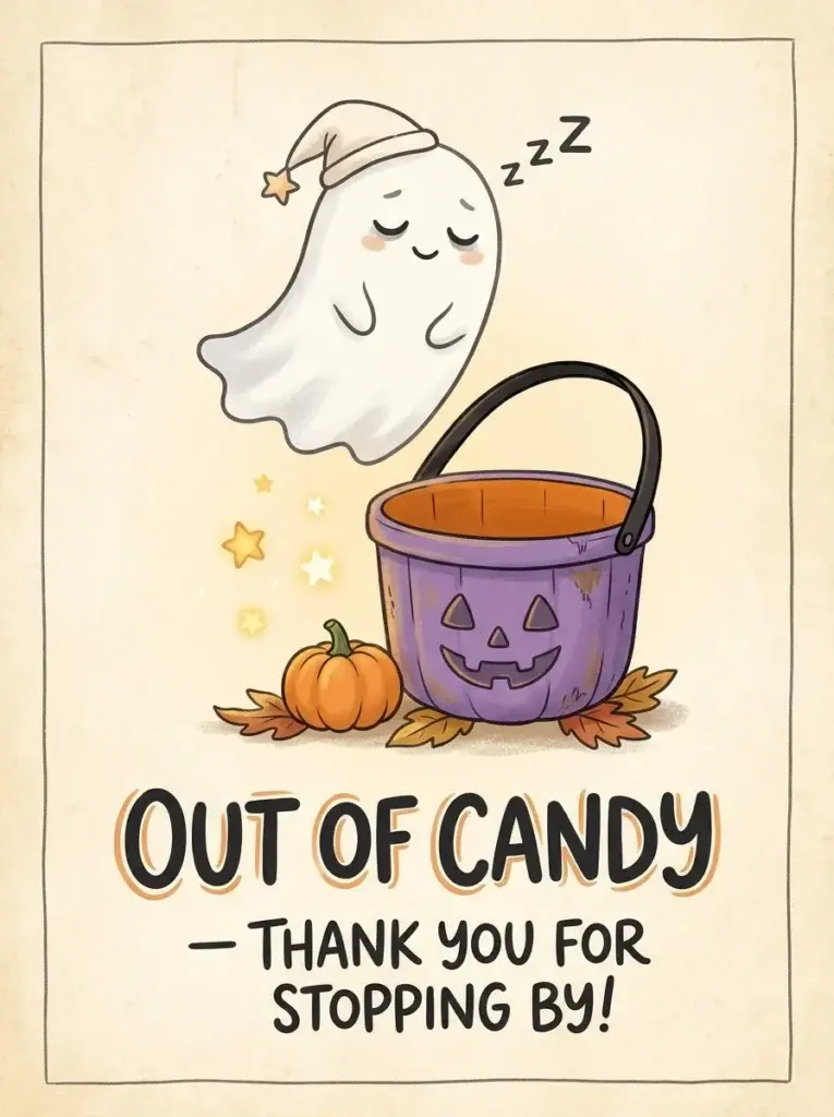 Out-of-Candy Halloween Sign