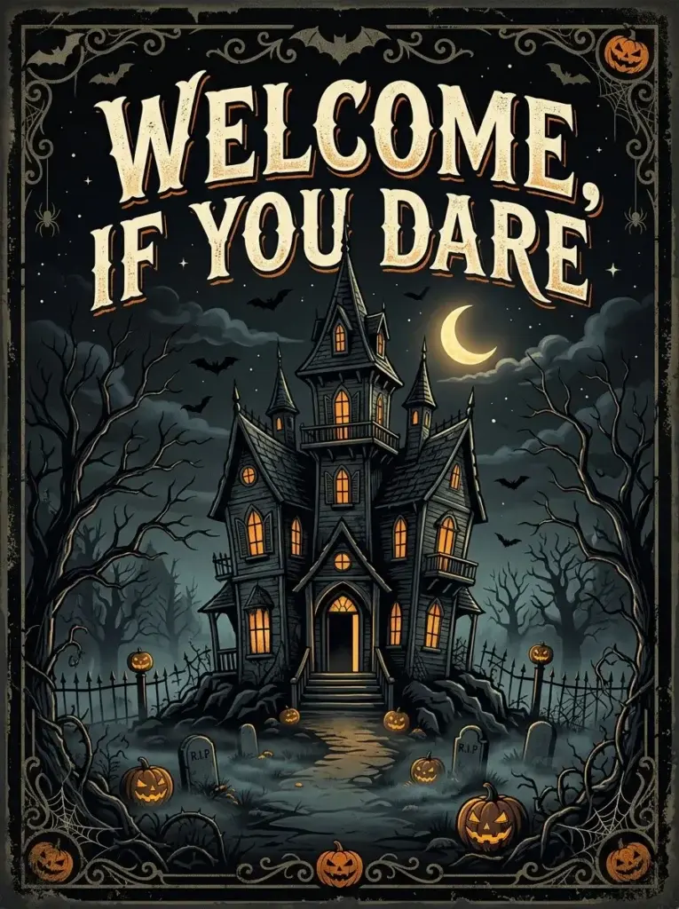 Spooky Haunted House Welcome Sign